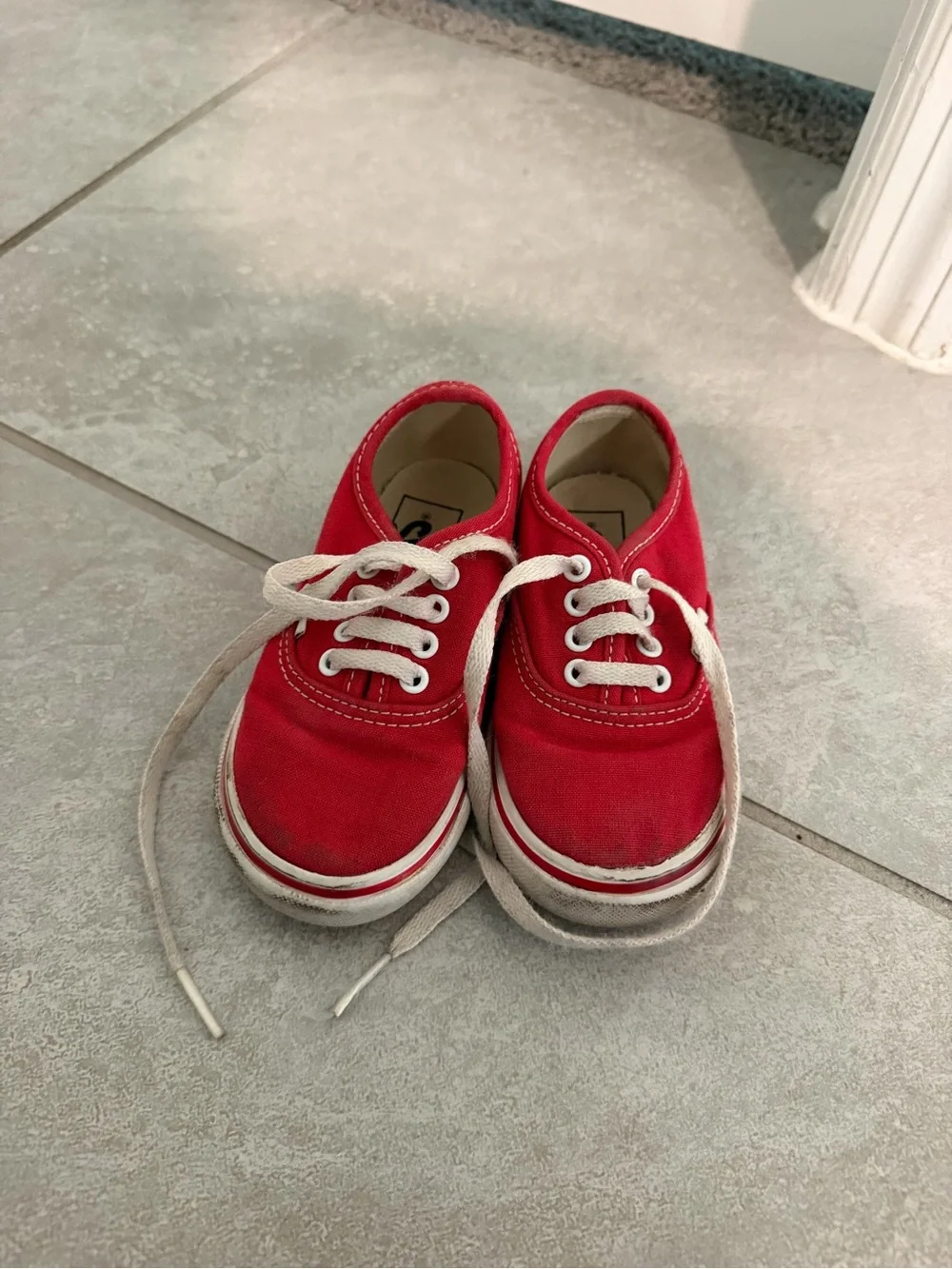 Vans Kids Red Canvas Lace-Up Sneakers